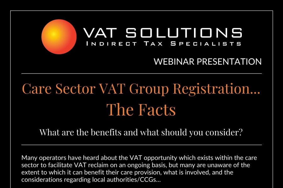 Webinar to inform care providers about VAT group registration benefits